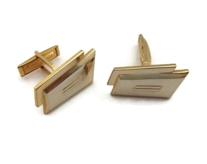 Vintage Cufflinks for Men: Art Deco Gold Tone Design
