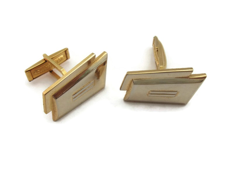 Vintage Cufflinks for Men Art Deco Gold Tone Design