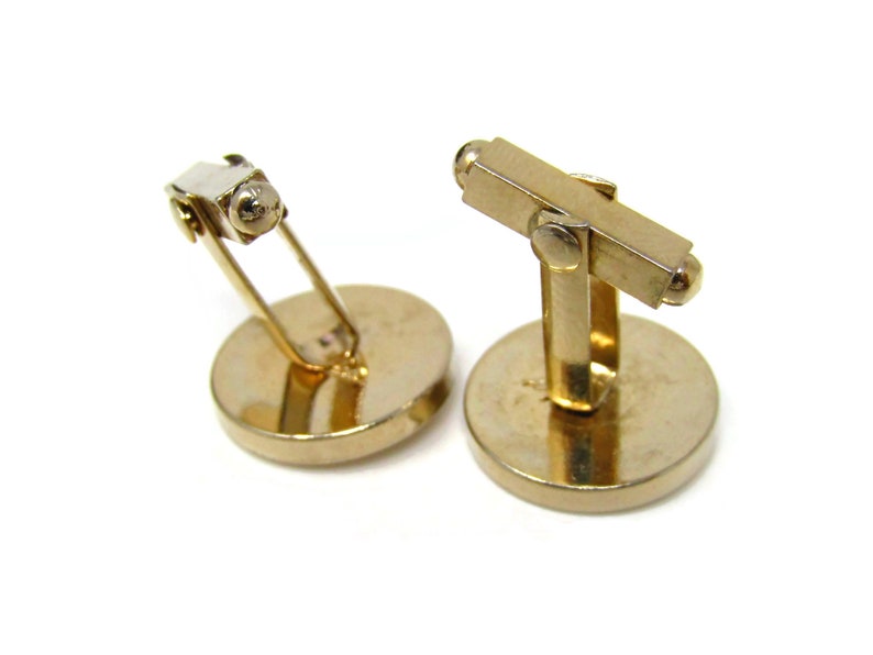Vintage Cufflinks for Men Red Jewel Center Round Gold Tone Design