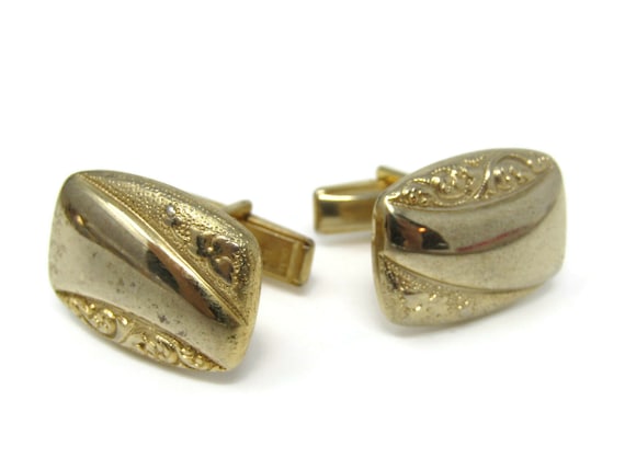 Scrolling Stems Rectangles Cufflinks for Men's Vi… - image 1