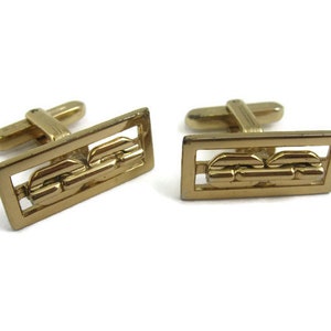 Double Chain Link Design Gold Tone Vintage Men&#39;s Cufflinks Jewelry