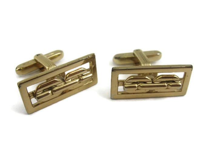 Double Chain Link Design Gold Tone Vintage Men's Cufflinks Jewelry