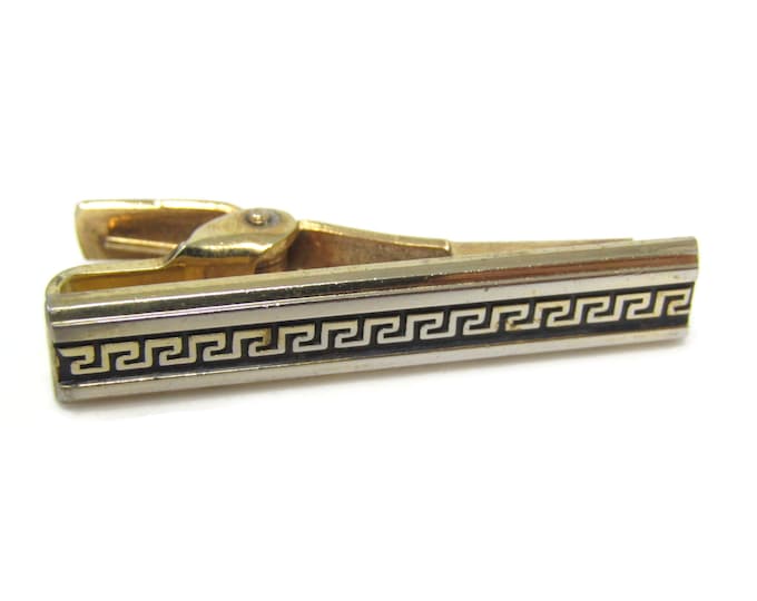 Interlocking Zig Zags Tie Clip Bar Gold Tone Vintage Men's Jewelry Nice Design