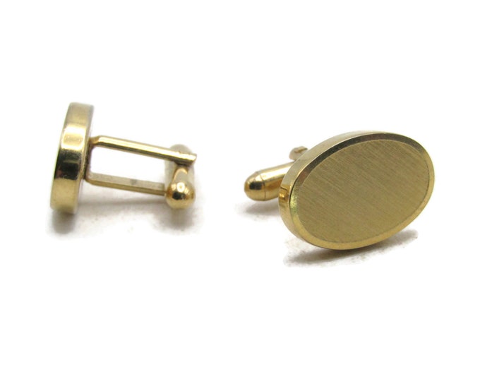 Brushed Finish Oval Cuff Links Gold Tone Men's Jewelry