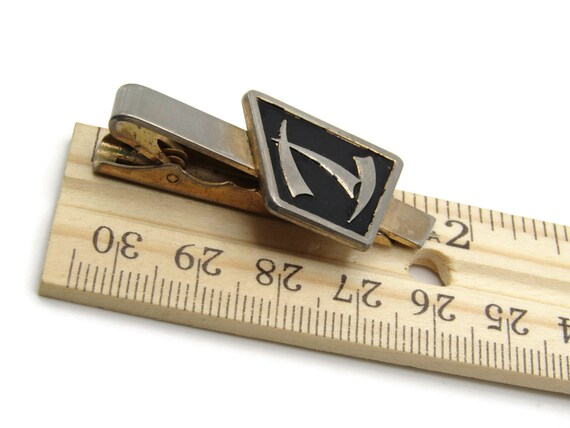 Vintage Initial H Tie Clip: Silver Tone Monogram … - image 4