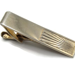Vintage Tie Clip Tie Bar Star Burst and Smooth Pattern Classic Good Design Men&#39;s Jewelry