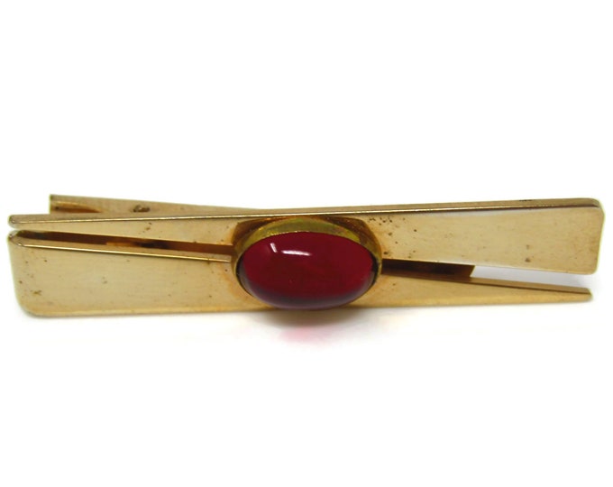 Cool Tie Clip Vintage Mens Tie Bar Red Center Modernist Gift for Dad Son Husband Brother