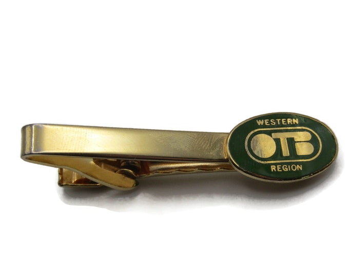 Vintage OTB Off-Track Betting Western Region Tie Bar Tie Clip Gold Tone Classic Men's Jewelry