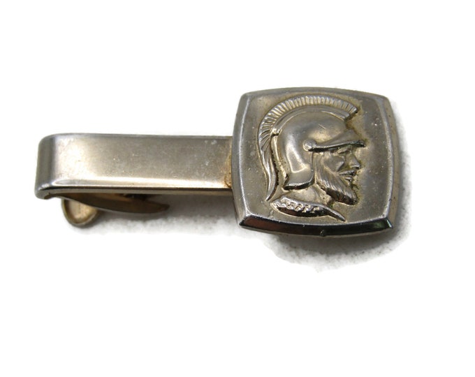 Roman Soldier Head Tie Clip Silver Tone Tie Bar Men's Jewelry