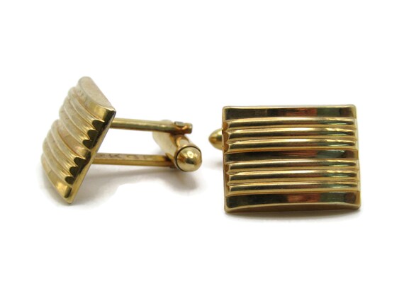 Rectangle With Horizontal Lines Cuff Links Men's … - image 1