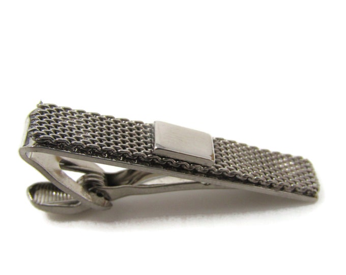Mesh Textured Tie Clip Bar Gold Tone Vintage Men's Jewelry Nice Design