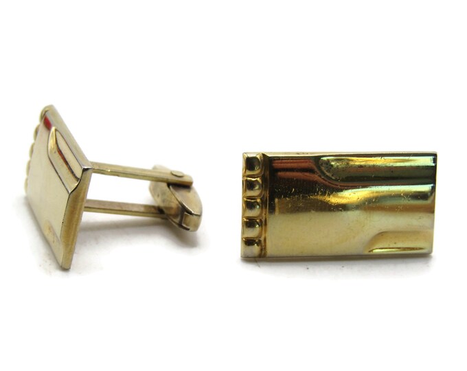 Abstract Pattered Rectangle Cuff Links Men's Jewlery Gold Tone