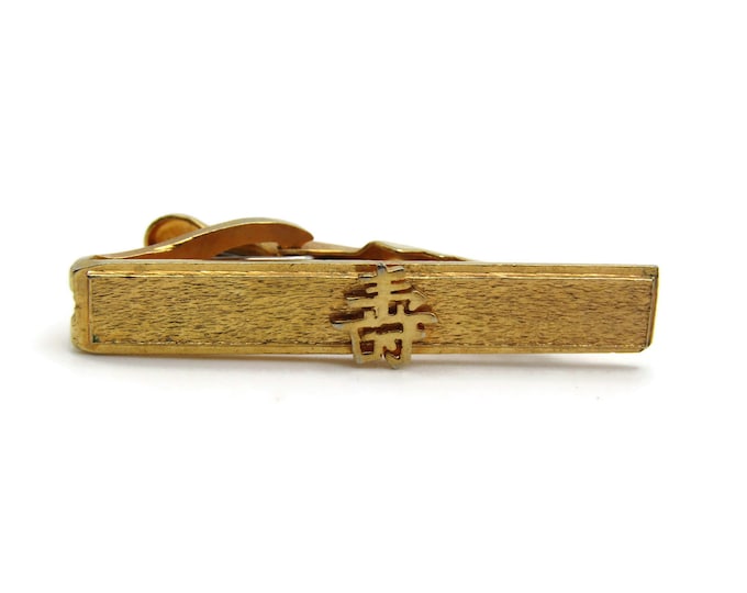 Asian Inspired Textured Gold Tone Tie Bar Tie Clip Men's Jewelry