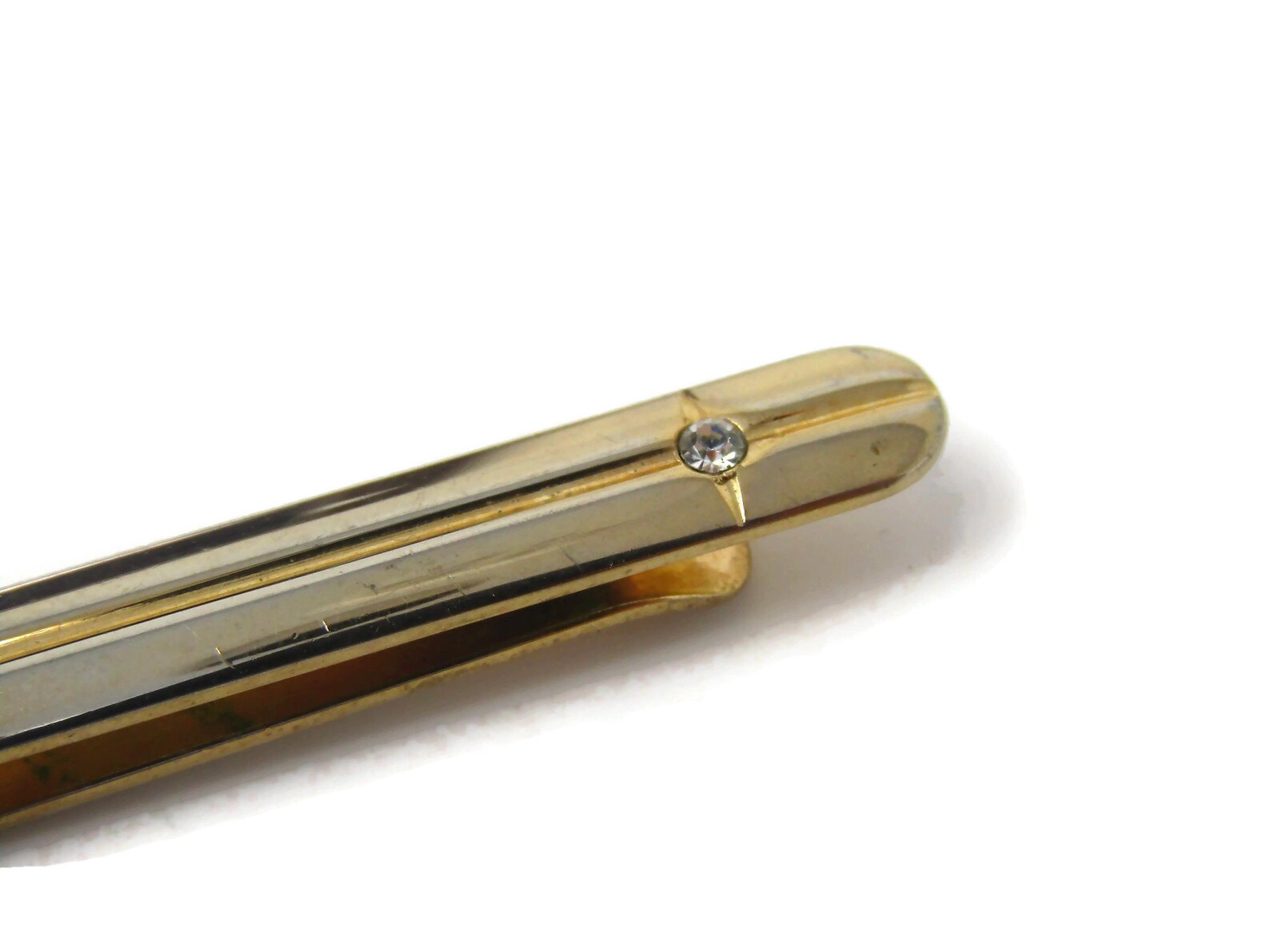 Vintage Tie Clip Bar for Men Smooth Design Clear Jewel Etsy