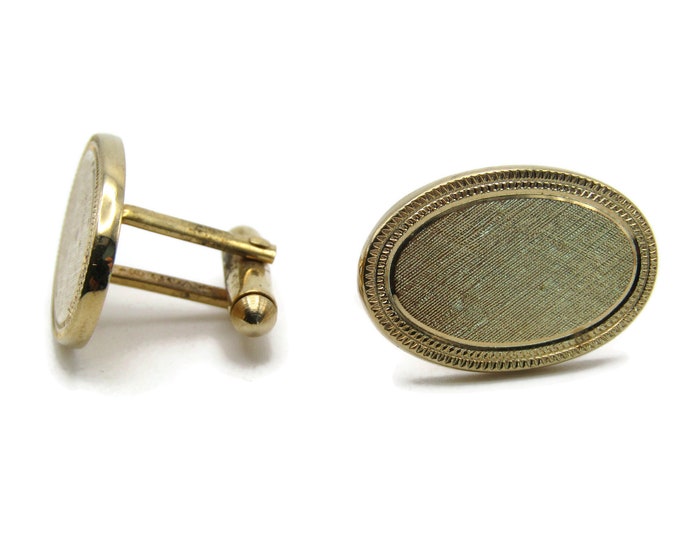 Brushed Finish Oval Cuff Links Men''s Jewelry Gold Tone