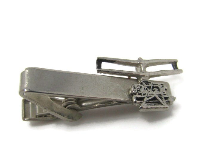 Helicopter Design Tie Clip Tie Bar: Vintage Silver Tone - Stand Out from the Crowd with Class