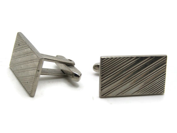 Diagonal Lines Rectangle Cuff Links Men's Jewelry… - image 1