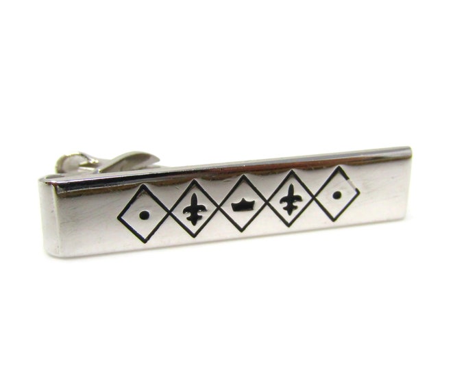 Silver Tone Tie Clip Men's Vintage Tie Bar Interesting Design