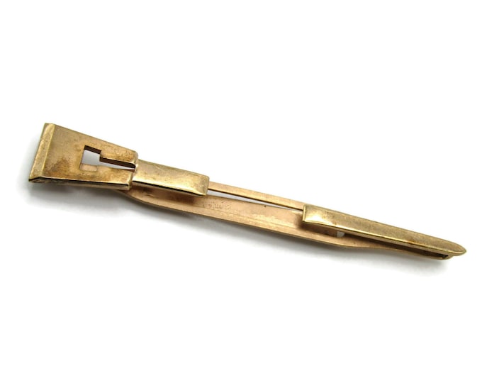 C Letter Initial Monogram Gold Tone Modernist Tie Clip Tie Bar Men's Jewelry