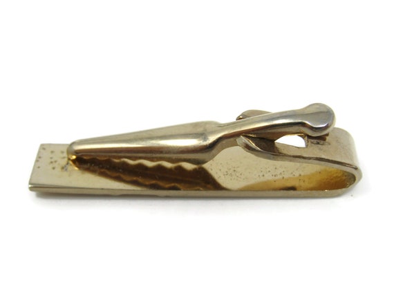 Modernist Curved Lines Tie Bar Clip Gold Tone Vin… - image 5