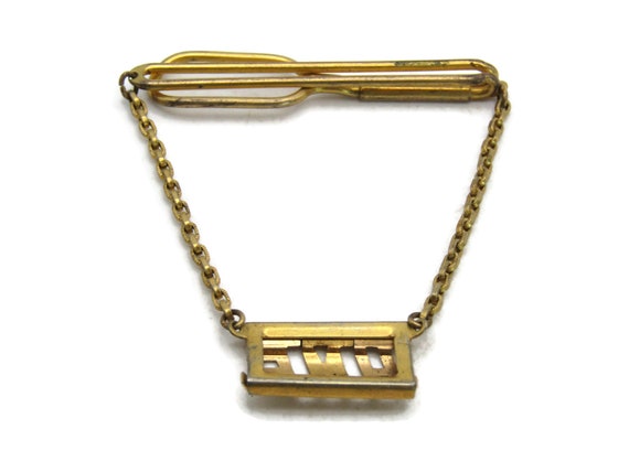 HMS Lettered Initialed Monogram Tie Clip Gold Ton… - image 3