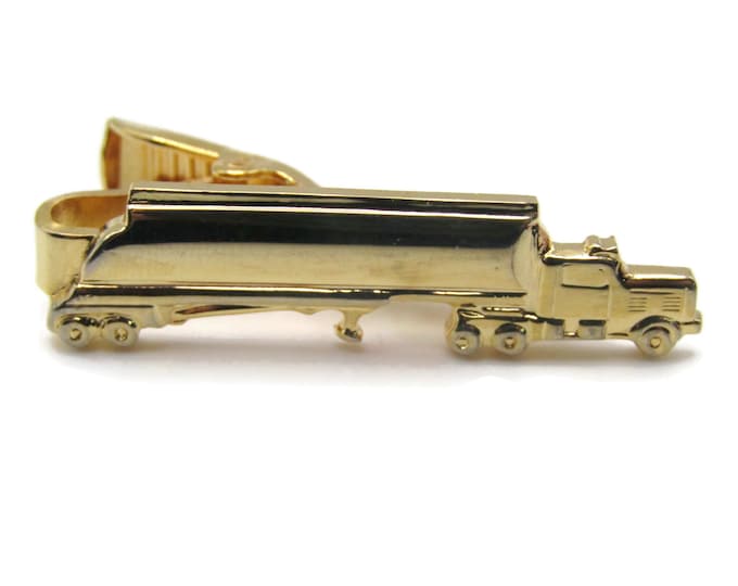 Tanker Truck Trucker Transportation Tie Bar Gold Tone Tie Clip Men's Jewelry