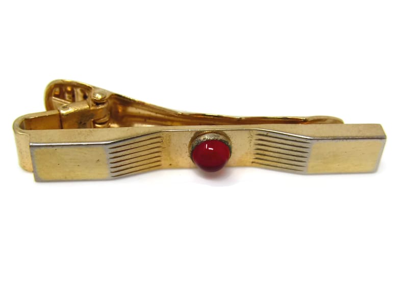 High Quality Red Center Art Deco Great Design Vintage Tie Clip Tie Bar