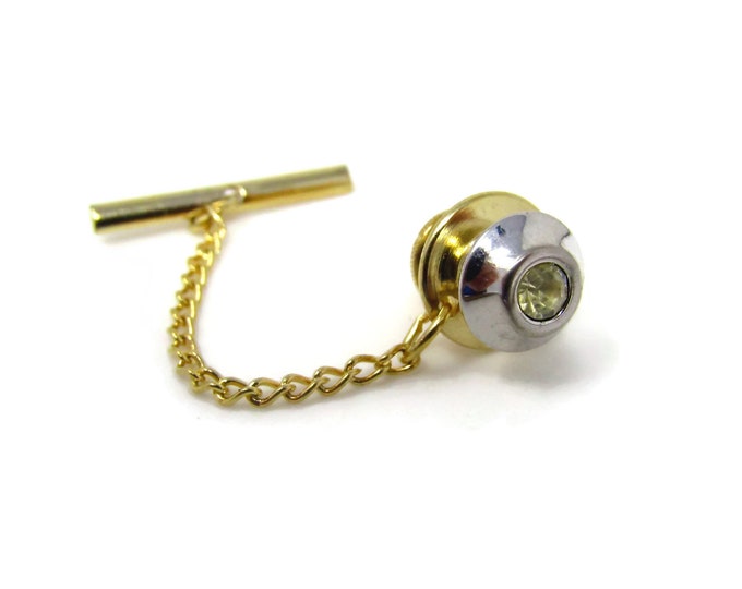 Vintage Tie Tack Tie Pin: Jewel Center Round Smooth Body