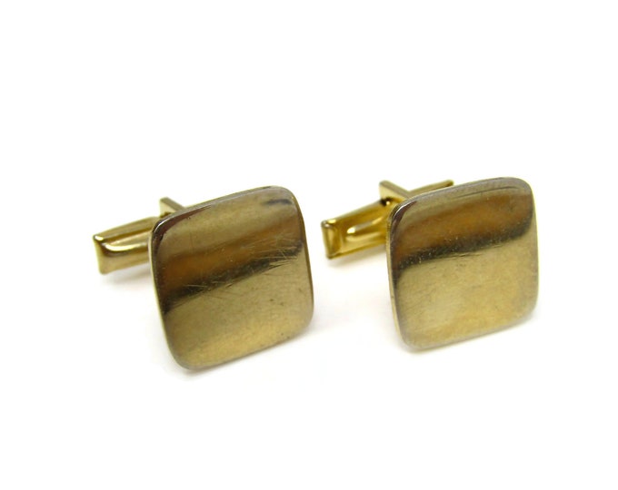 Classic Vintage Cufflinks for Men Rounded Corner Squares Gold Tone