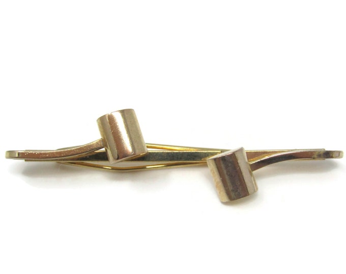 Modernist Adjustable Interesting Art Tie Clip Bar Gold Tone Vintage Men's Jewelry Nice Design