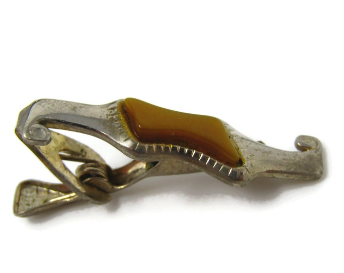 Rare Design Tie Clip Vintage Mens Tie Bar Orange Center Gift for Dad Son Husband Brother