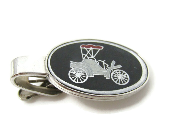 Antique Car Tie Clip Bar Silver Tone Vintage Men's Jewelry Nice Design