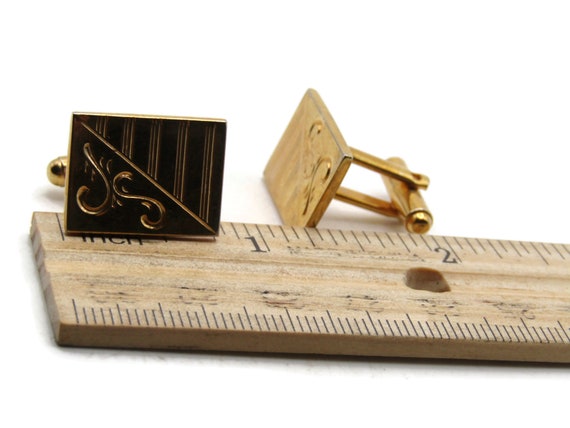 Rectangle Cuff Links Etched Motif And Line Design… - image 4