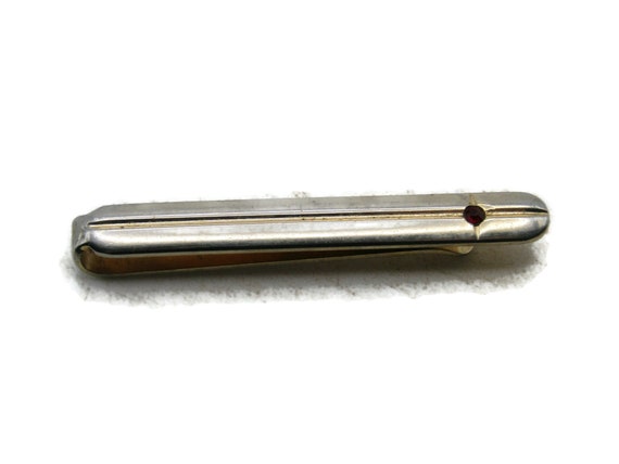 Rhinestone Inlay Horizontal LIne Tie Bar Modernis… - image 1