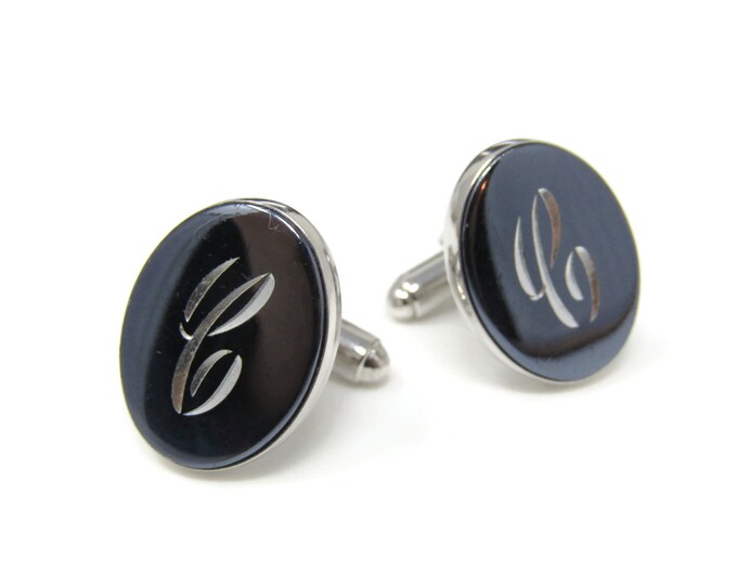Letter C Initial Men's Cufflinks: Vintage Silver Tone - Stand Out from the Crowd with Class