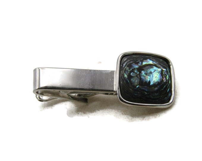 Mother Of Pearl Inlay Tie Clip Tie Bar Men's Jewelry Silver Tone