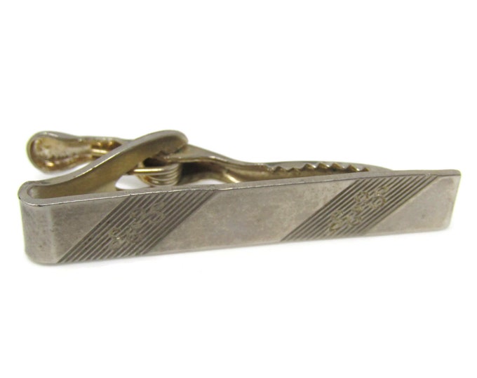 Stripes Flower Tie Clip Tie Bar: Vintage Gold Tone - Stand Out from the Crowd with Class