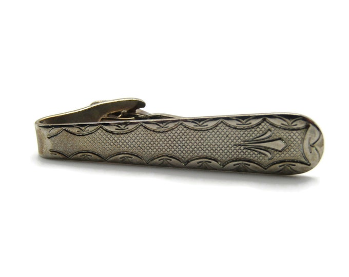 Fleur Design Vintage Silver Tone Retro Tie Clip Tie Bar Men's Jewelry