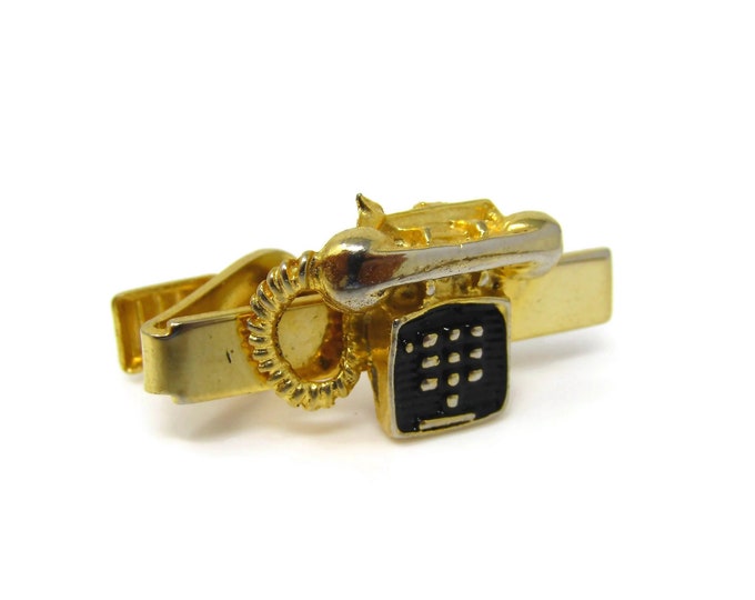 Telephone Tie Clip Men's Vintage Gold Tone Wonderful Design
