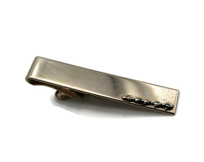 Modernist Design Gold Tone Tie Bar Decorative Abstract Design Edge Tie Clip Men's Jewelry