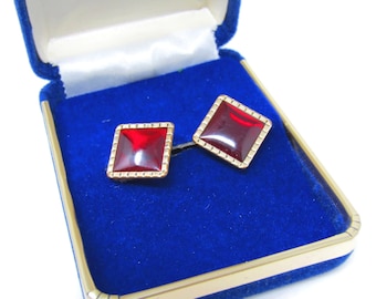 Men's Cufflinks Set Vintage Deep Red High Quality
