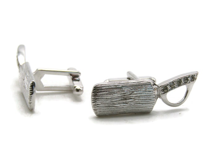Sword Handle In Wood Cuff Links Men's Jewelry Silver Tone