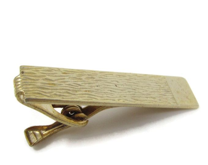 Wood Texture Tie Clip Bar Gold Tone Vintage Men's Jewelry Nice Design