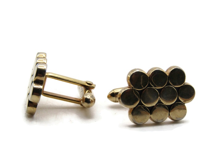 Circle Pattern Cuff Links Men's Jewelry Gold Tone