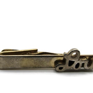 Lou Name Letters Monogram Gold Tone Industrial Modernist Tie Clip Tie Bar Men&#39;s Jewelry