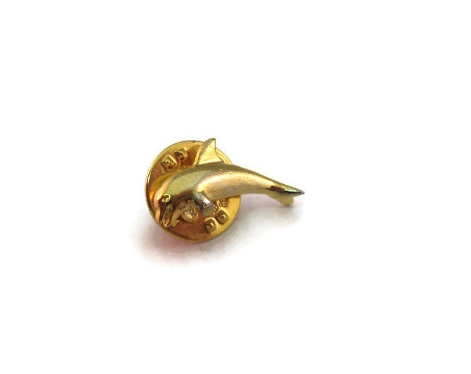 Vintage Men's Tie Tack Pin Jewelry: Gold Tone Dolphin Design