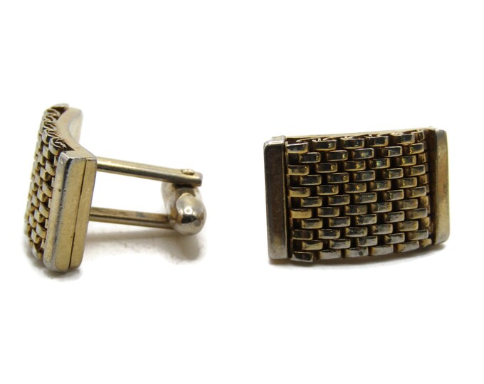 Curved Chain Front Cuff Links Men's Jewelry Gold Tone