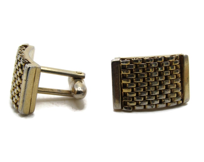 Curved Chain Front Cuff Links Men's Jewelry Gold Tone