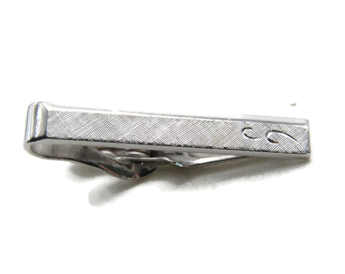 Brushed Etched Design Tie Clip Tie Bar Men's Jewelry Silver Tone