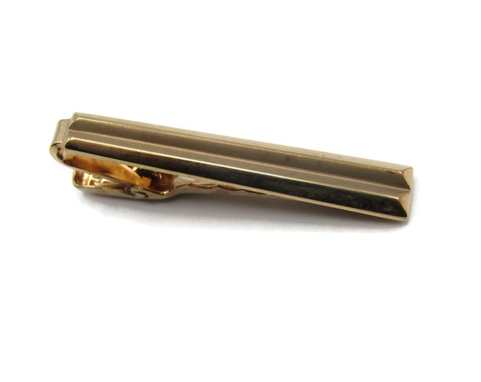 Etched Horizontal Strip Industrial Classic Design Gold Tone Tie Clip Tie Bar Men's Jewelry